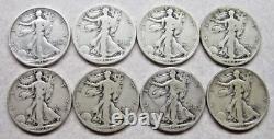 Very Nice Lot of Eight (8) Walking Liberty Half Dollars Better Dates MMs