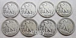 Very Nice Lot of Eight (8) Walking Liberty Half Dollars Better Dates MMs