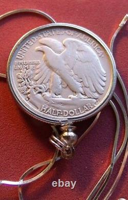 Very Rare 1927 S Silver Walking Liberty on a 22 Italy Sterling Silver Chain