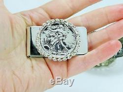 Vintage US 1943 Liberty Walking Half Dollar Silver Money Clip, thick and HEAVY