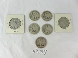 Vintage lot of US Silver Coins 1917 1916 D S Walking Liberty Half Dollar