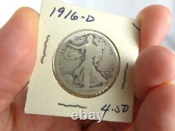 Vintage lot of US Silver Coins 1917 1916 D S Walking Liberty Half Dollar