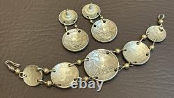 Vtg SILVER WALKING LIBERTY Mercury Dime COIN 900 Silver BRACELET EARRINGS SET