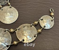 Vtg SILVER WALKING LIBERTY Mercury Dime COIN 900 Silver BRACELET EARRINGS SET