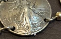 Vtg SILVER WALKING LIBERTY Mercury Dime COIN 900 Silver BRACELET EARRINGS SET