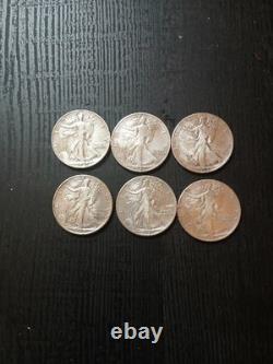 WOW Lot Of 6 High Grade Walking Liberty Half Dollars, Years May Vary