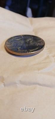 Walking Liberty 1 Oz Silver Beautiful Rainbow Toning Uncirculated Gem 1987