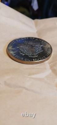 Walking Liberty 1 Oz Silver Beautiful Rainbow Toning Uncirculated Gem 1987