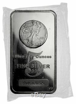 Walking Liberty Design 5 oz. 999 Fine Silver Bar Highland Mint DELAY SKU31108