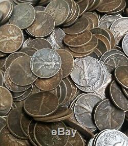 Walking Liberty Half Dollar 90% Silver Coins $10 roll higher grades, dirty