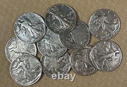 Walking Liberty Half Dollar Coin Lot 10 Coins 90% Mixed Silver Collection P D S