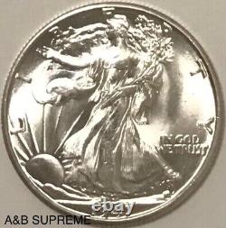 Walking Liberty Half Dollar D Mint Mark From Estate OBW Roll CHOI-GEM Bu Unc