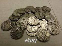 Walking Liberty Half Dollar Full Roll 20 Coins 90% Silver Choose # of Rolls