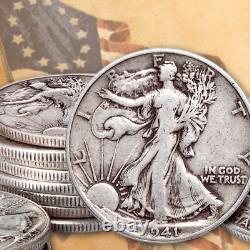 Walking Liberty Half Dollar Full Roll 20 Coins 90% Silver Choose # of Rolls