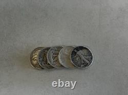 Walking Liberty Half Dollar Lot Of 5 Silver Coin