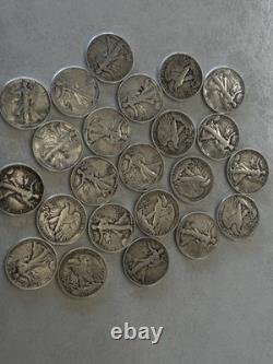 Walking Liberty Half Dollar Lot Of 5 Silver Coin