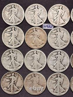 Walking Liberty Half Dollar Lot of 20 PARTIAL DATE Silver Half Dollars #W420