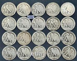 Walking Liberty Half Dollar Lot of 20 PARTIAL DATE Silver Half Dollars #W420