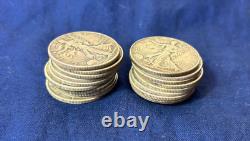 Walking Liberty Half Dollar Roll 20 Coins 90% Silver