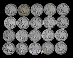 Walking Liberty Half Dollar Roll (20 Coins) 90% Silver (1917-20) Lot F93