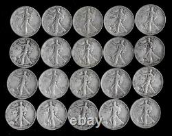Walking Liberty Half Dollar Roll (20 Coins) 90% Silver (1934-46) Lot B26
