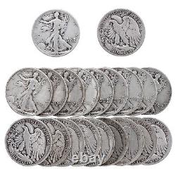 Walking Liberty Half Dollar Roll 90% Silver $10 Face 20 Mixed Date Coins
