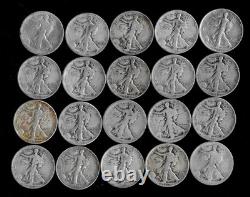 Walking Liberty Half Dollar Roll 90% Silver (WORN/DAMAGED/CULL) Lot E95