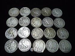 Walking Liberty Half Dollar Roll (LOT OF 20) 90% Silver Coins