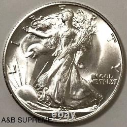 Walking Liberty Half Dollar S Mint Mark From Estate OBW Roll CHOIC-GEM Bu Unc