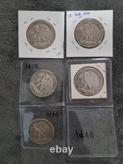 Walking Liberty Half Dollar Silver Lot Of 5 #170