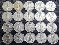 Walking Liberty Half Dollars $10 20-Coin Roll (XF) In Tube 90% Silver