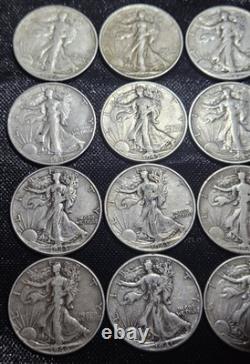 Walking Liberty Half Dollars $10 20-Coin Roll (XF) In Tube 90% Silver