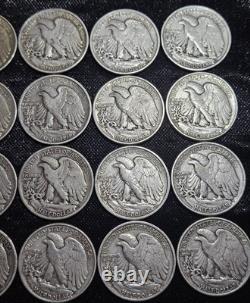 Walking Liberty Half Dollars $10 20-Coin Roll (XF) In Tube 90% Silver