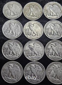 Walking Liberty Half Dollars $10 20-Coin Roll (XF) In Tube 90% Silver