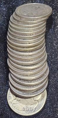 Walking Liberty Half Dollars $10 20-Coin Roll (XF) In Tube 90% Silver