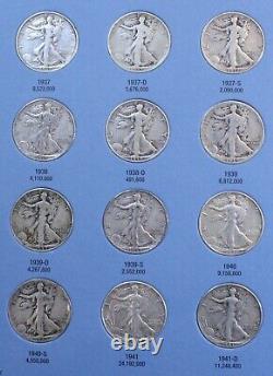 Walking Liberty Half Dollars 1937-1947 G-XF New Whitman Folder Complete WL32