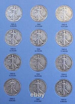 Walking Liberty Half Dollars 1937-1947 G-XF New Whitman Folder Complete WL32