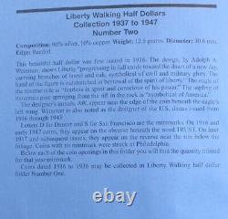 Walking Liberty Half Dollars 1937-1947 G-XF New Whitman Folder Complete WL32