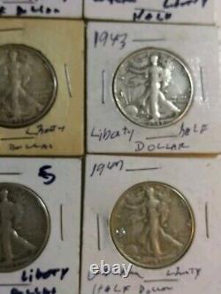 Walking Liberty Half Dollars 50 Cent 1937 -1947 90% Silver Coins Lot Of 11