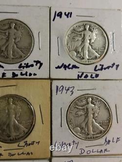 Walking Liberty Half Dollars 50 Cent 1937 -1947 90% Silver Coins Lot Of 11
