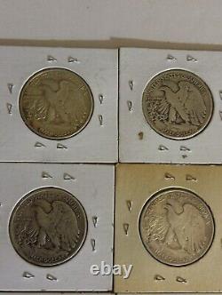 Walking Liberty Half Dollars 50 Cent 1937 -1947 90% Silver Coins Lot Of 11