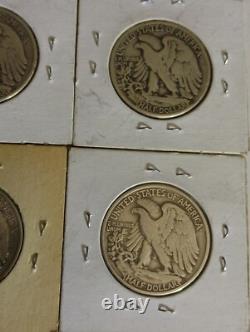 Walking Liberty Half Dollars 50 Cent 1937 -1947 90% Silver Coins Lot Of 11