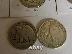 Walking Liberty Half Dollars 50 Cent 1937 -1947 90% Silver Coins Lot Of 11