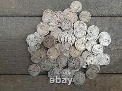 Walking Liberty Half Dollars 90% Silver US Coins Mixed Dates 1917-1945 lot Of 76