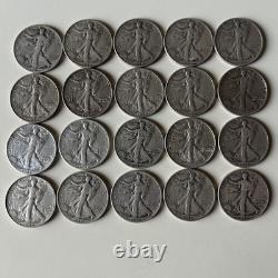 Walking Liberty Half Dollars, Lot of 20, 90% silver Walking Liberty Half Dollars, Lot of 20, 90% silver
