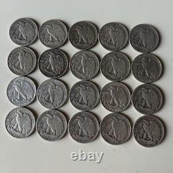 Walking Liberty Half Dollars, Lot of 20, 90% silver
