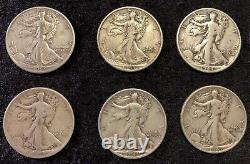 Walking Liberty Half Dollars Roll Of 20 All Different 90% Silver $10 Fv