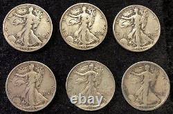 Walking Liberty Half Dollars Roll Of 20 All Different 90% Silver $10 Fv