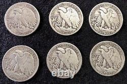Walking Liberty Half Dollars Roll Of 20 All Different 90% Silver $10 Fv