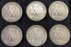 Walking Liberty Half Dollars Roll Of 20 All Different 90% Silver $10 Fv